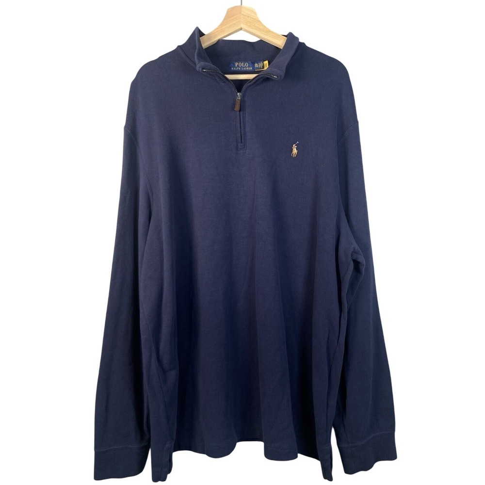 Polo Ralph Lauren 1/4 Zip Estate Rib Long Sleeve Sweater Dark Blue Size XXL Mens